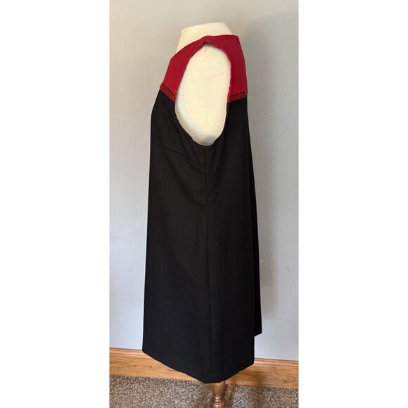 Talbots Sheath Dress Sz 12 Black Red 100% Wool Vintage Classic Holiday Dressy - Picture 9 of 13
